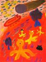 «Весёлые инопланетяне» («Инопланетяне очень весёлые, игривые и дружат с людьми»), Корогод Катя, 8 лет,